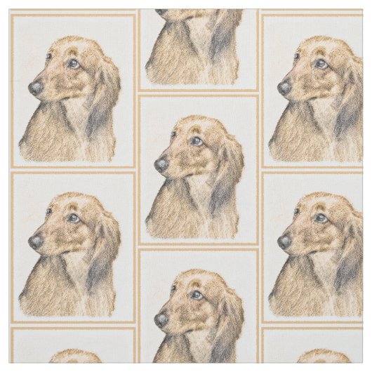 Dackel (längliche Malerei) - Original Hundekunst Stoff (Muster)