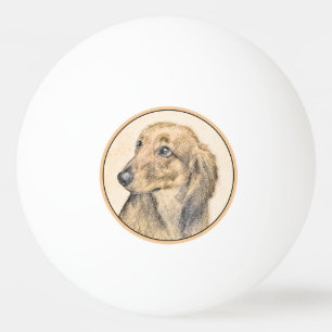 Dackel (längliche Malerei) - Original Hundekunst Tischtennisball