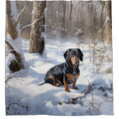 Dackel lässt es Weihnachten schneien Duschvorhang (Vorderseite)