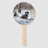 Dackel lässt es Weihnachten schneien Fächer (Vorderseite)