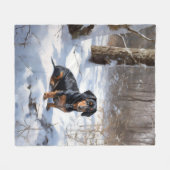 Dackel lässt es Weihnachten schneien Fleecedecke (Vorderseite (Horizontal))