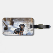 Dackel lässt es Weihnachten schneien Gepäckanhänger (Rückseite horizontal)