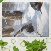 Dackel lässt es Weihnachten schneien Geschirrtuch (Gefaltet)