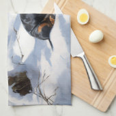 Dackel lässt es Weihnachten schneien Geschirrtuch (Viertel Falte)