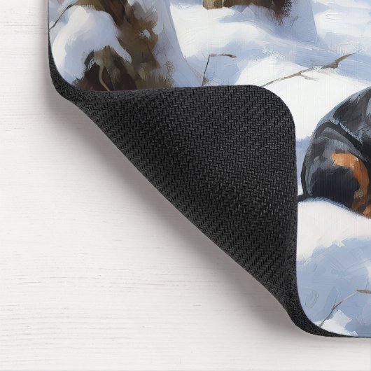 Dackel lässt es Weihnachten schneien Mousepad (Ecke)