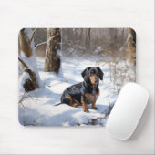 Dackel lässt es Weihnachten schneien Mousepad (Mit Mouse)
