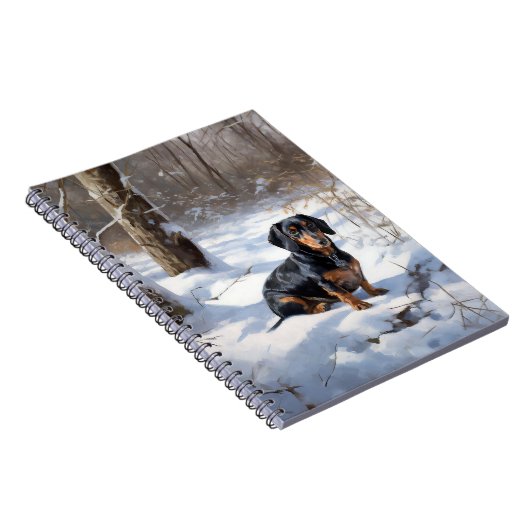 Dackel lässt es Weihnachten schneien Notizblock (Rechte Seite)