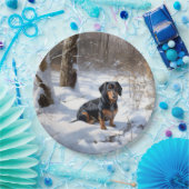 Dackel lässt es Weihnachten schneien Pappteller (Party)