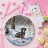 Dackel lässt es Weihnachten schneien Pappteller (Party)