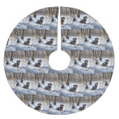 Dackel lässt es Weihnachten schneien Polyester Weihnachtsbaumdecke (Vorderseite)