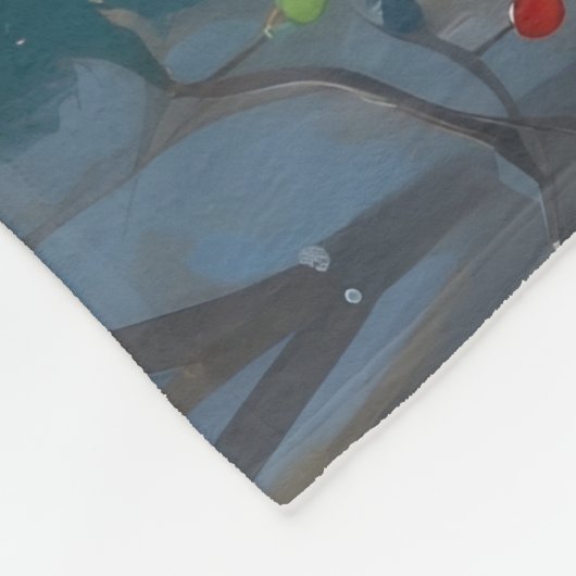 Dackel läuft im Schnee mit Weihnachtshut Fleecedecke (Ecke)