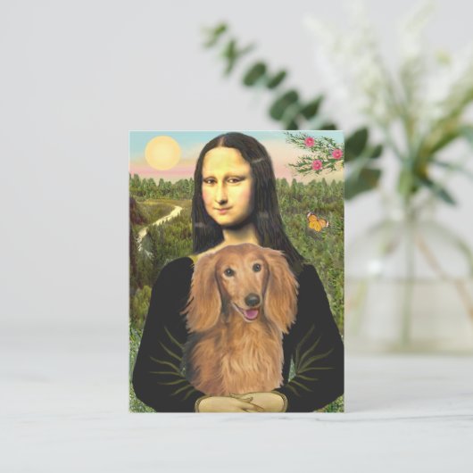 Dackel (LHSable) - Mona Lisa Postkarte (Stehend Vorderseite)
