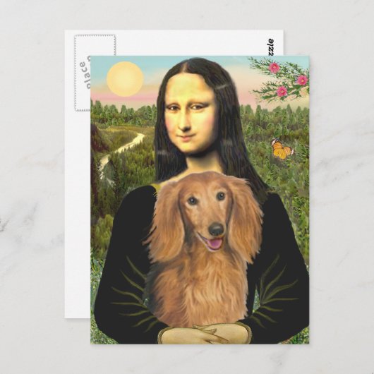 Dackel (LHSable) - Mona Lisa Postkarte (Vorne/Hinten)