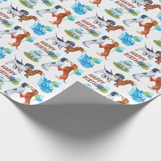 Dackel Liebe Birthday Balloons Geschenkpapier (Ecke)