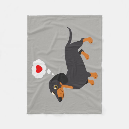 Dackel-Liebe-Dackel-Herzthrow-Decke Fleecedecke (Vorderseite)