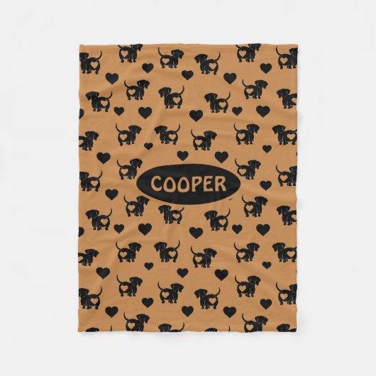 Dackel Liebe Fleece Dog Blanket (Vorderseite)