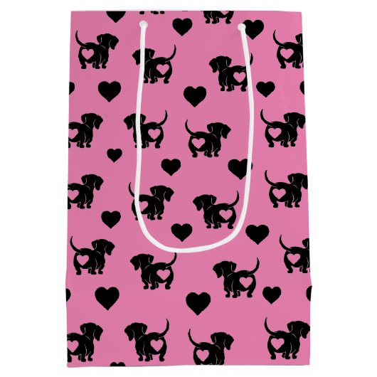 Dackel Liebe Geschenktasche Mittlere Geschenktüte (Rückseite)