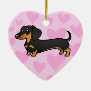 Dackel-Liebe (glatter Mantel) Keramikornament