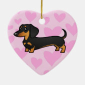 Dackel-Liebe (glatter Mantel) Keramikornament (Hinten)