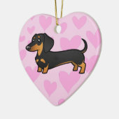 Dackel-Liebe (glatter Mantel) Keramikornament (Links)