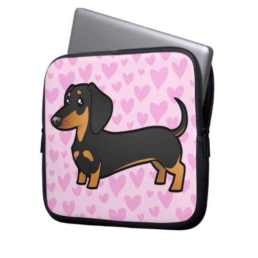 Dackel-Liebe (glatter Mantel) Laptopschutzhülle (Vorderseite Links)