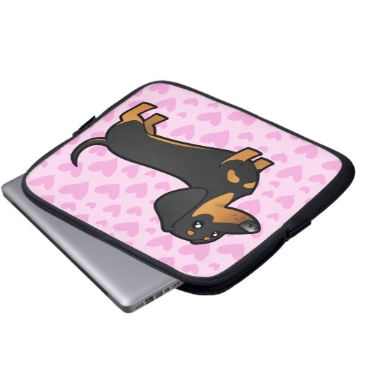 Dackel-Liebe (glatter Mantel) Laptopschutzhülle (Vorne Knopf)