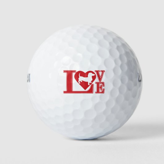 Dackel Liebe Herz Golfball (Vorderseite)