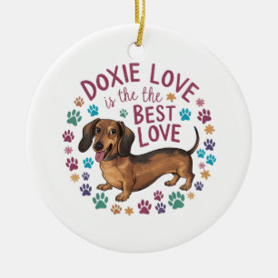 Dackel Liebe ist die beste Liebe Keramik Ornament