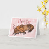 Dackel-Liebe Karte (Gelbe Blume)