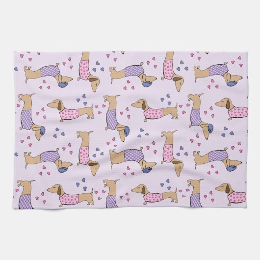 Dackel Liebe Küche Geschirr Handtuch (Horizontal)