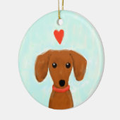 Dackel Liebe | Niedliche Dackel Hund mit Herz Keramikornament (Links)