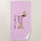 Dackel Liebe Pink Polka Dot Poolside Geschenk Strandtuch (Vorderseite)