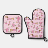 Dackel Liebe und Herz Ofenhandschuh & Topflappen-Set (Vorderseite)