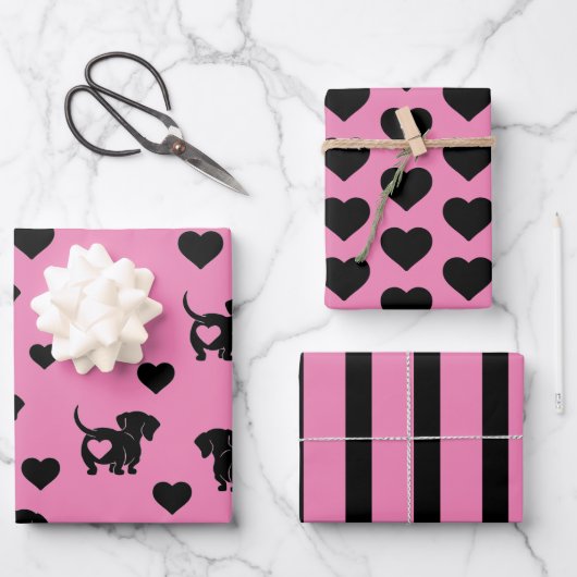 Dackel Liebe Wrapping Paper Set Geschenkpapier Set (Vorderseite)