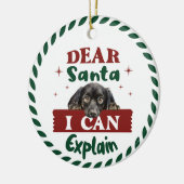 Dackel: Lieber Weihnachten kann erklären Keramik Ornament (Links)