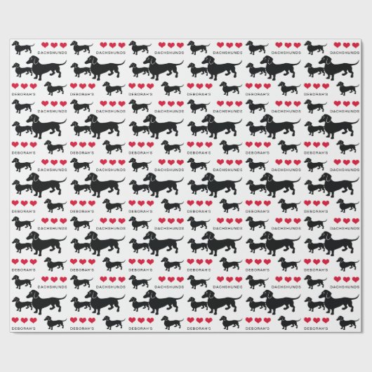 Dackel-Liebhaber oder Brüter-Dackeln und Herzen Geschenkpapier (Flach)
