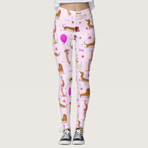 Dackel liebt! Dackeln & Herz auf rosa Leggings