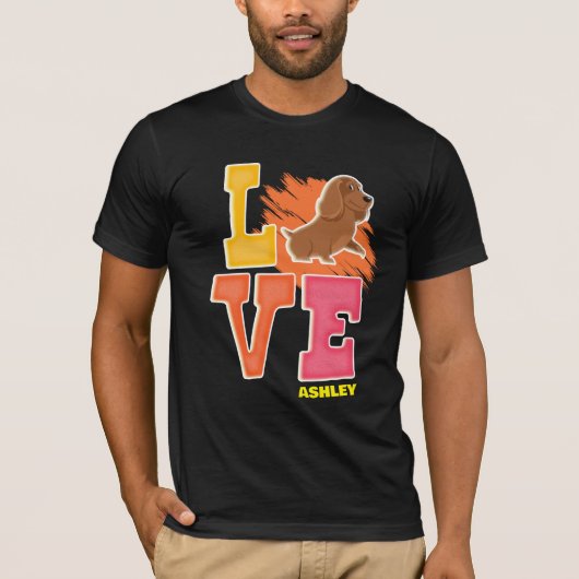 Dackel liebt niedliche Farbe T-Shirt (Vorderseite)