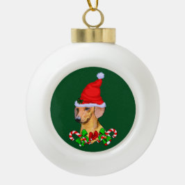 Dackel liebt Weihnachten Keramik Kugel-Ornament