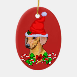 Dackel liebt Weihnachten Keramik Ornament