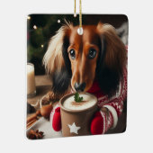 Dackel Long Hair Keramikornament (Rechts)