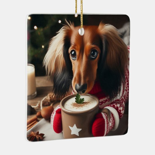 Dackel Long Hair Keramikornament (Rechts)