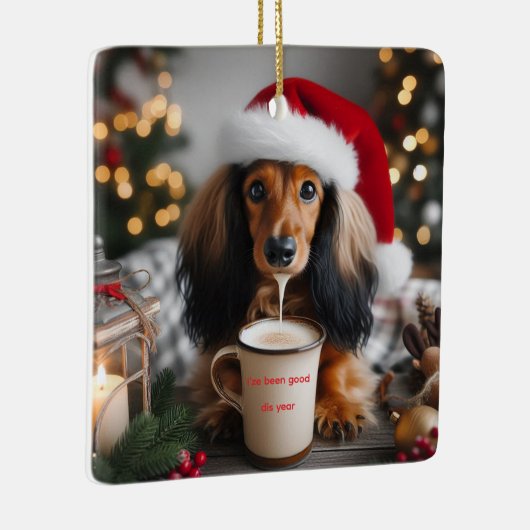 Dackel Long Hair Keramikornament (Rechts)