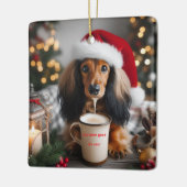 Dackel Long Hair Keramikornament (Links)