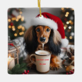 Dackel Long Hair Keramikornament (Vorderseite)