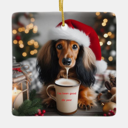 Dackel Long Hair Keramikornament (Vorderseite)