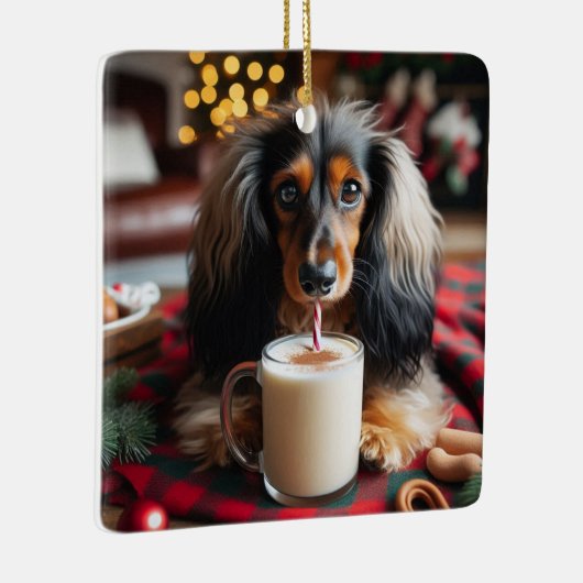 Dackel Long Hair Keramikornament (Rechts)