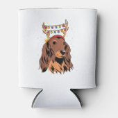 Dackel Long Hair Rentier Weihnachtsbaumleuchten Dosenkühler (Vorderseite)