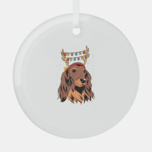Dackel Long Hair Rentier Weihnachtsbaumleuchten Ornament Aus Glas
