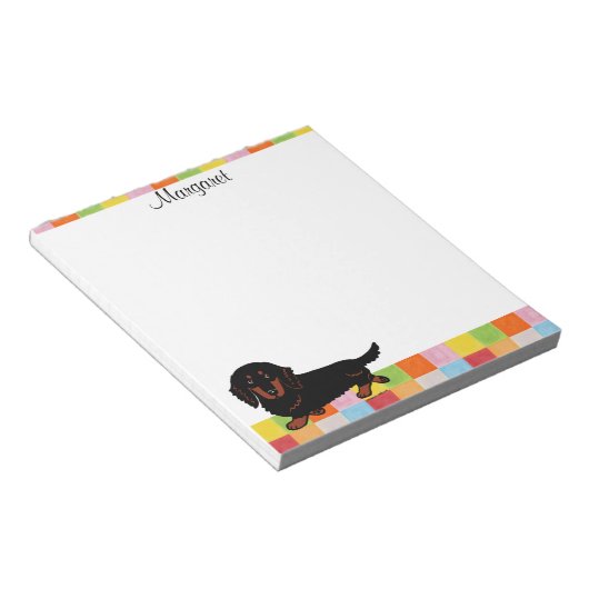 Dackel Long Hairs Black and Tan Notizblock (angewinkelt)